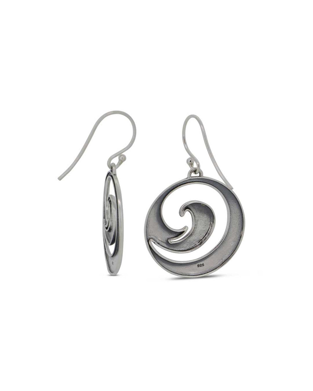Silver Ocean Wave Earrings – Abstract Spiral Jewelry