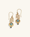 Gold Plated Larimar Unalome Moon Earrings