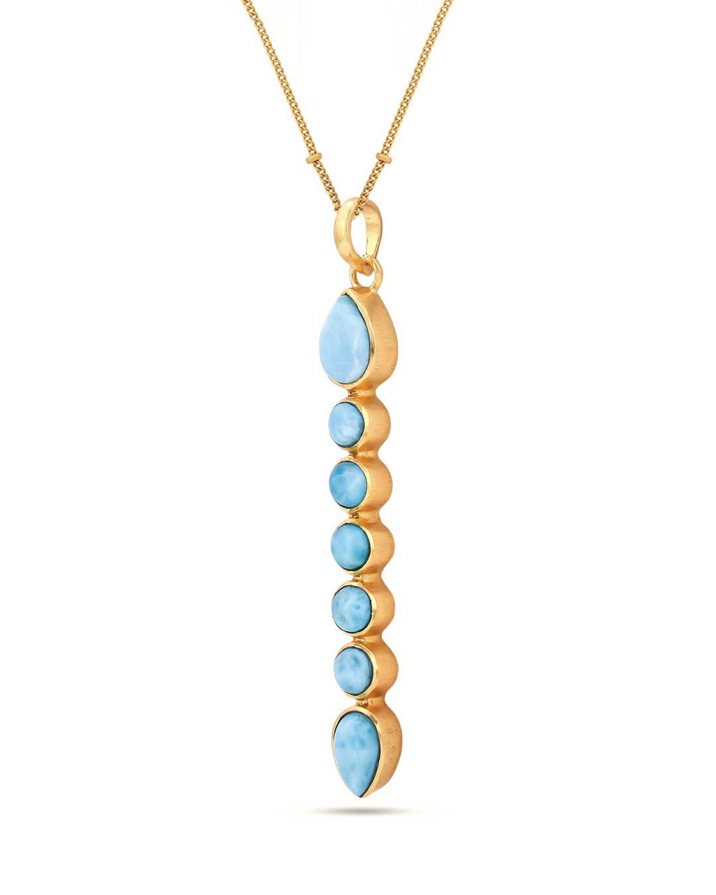 Gold-Plated Larimar Seven Stones Pendant
