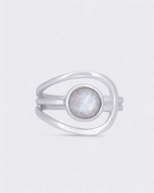 Magical Moonstone Sterling Silver Loop Ring