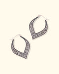Sterling Silver Petal Hoop Earrings with Oxidized Filigree Detail