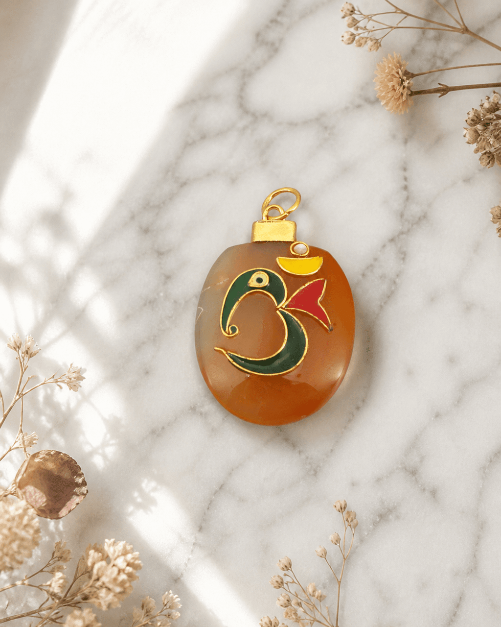Abstract Om Ganesh Enamel Work Artistic Pendant - Pendant