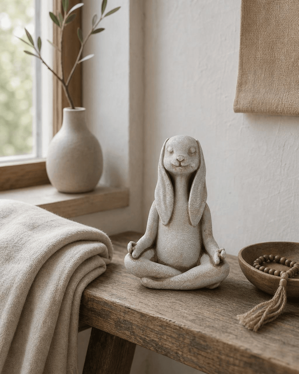 Adorable Small Meditating Bunny Statue - Sculptures & Statues