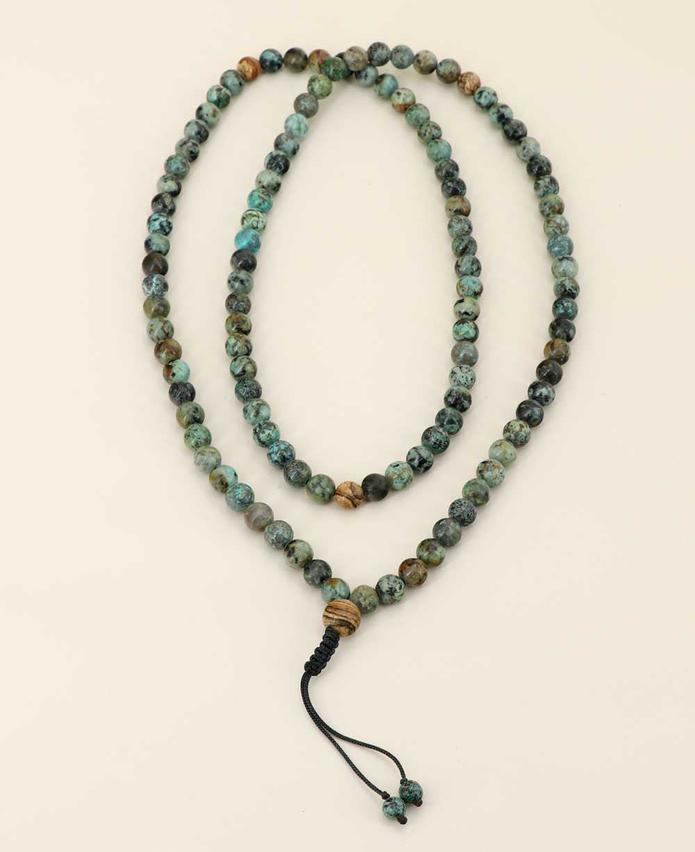African Turquoise Beads With Picture Jasper Beads Counters Meditation Mala - Prayer Beads 6mm