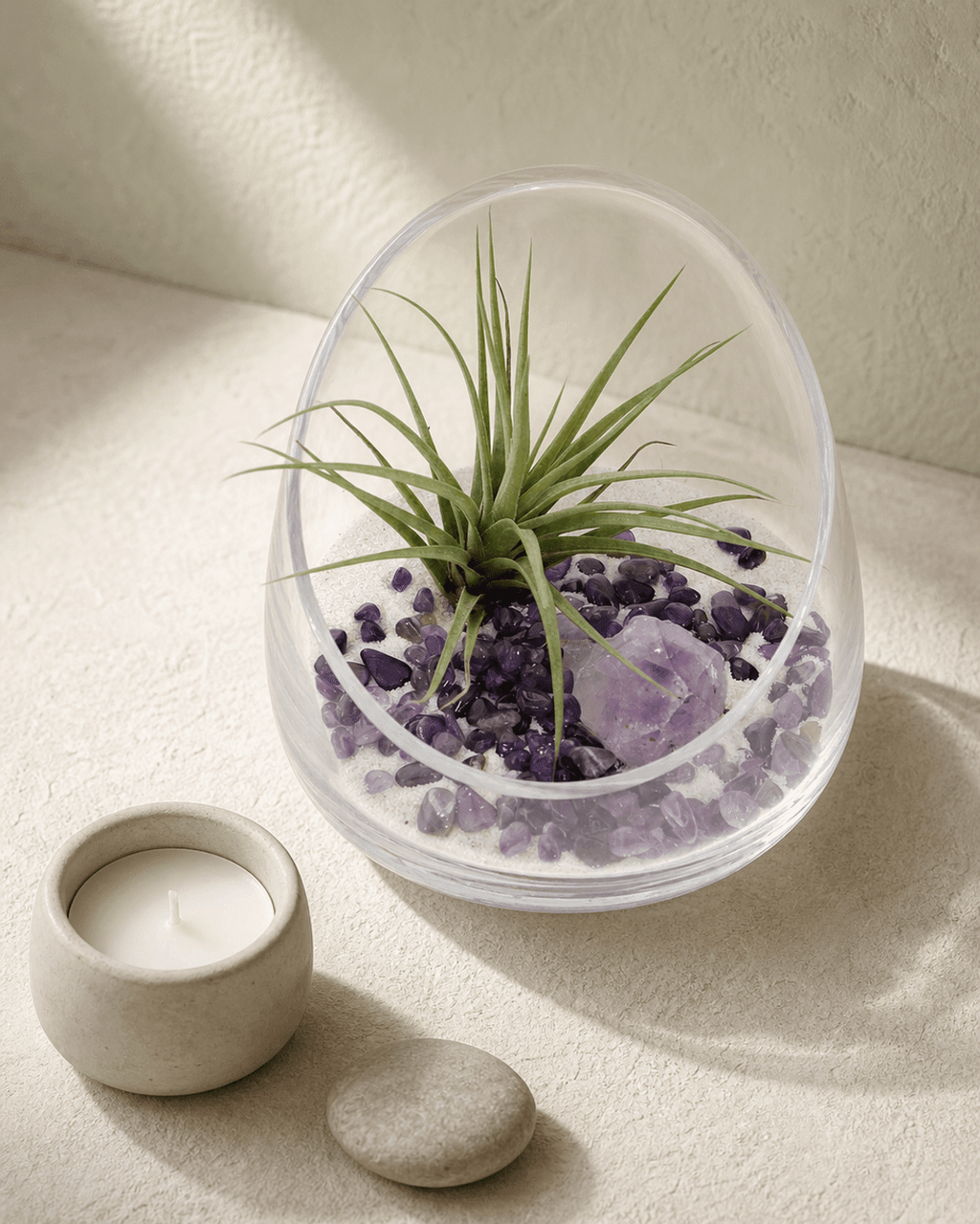 Amethyst Gemstone Healing Crystal Terrarium - Terrarium