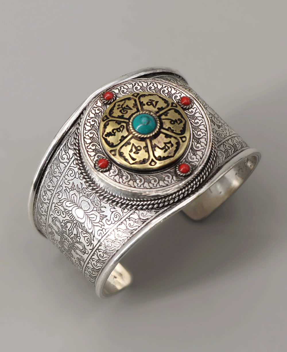 Antique Finish Spinner Om Mani Mantra Bracelet - Bracelets