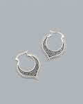 Antique Sterling Silver Lotus Petal Hoop Earrings - Earrings