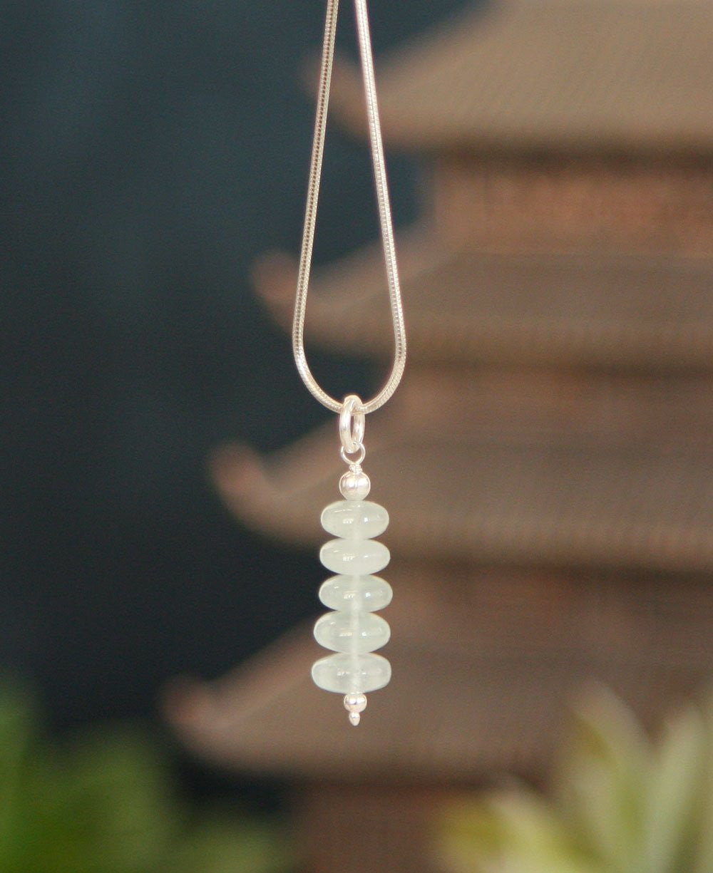 Aquamarine Stone Zen Cairn Pendant - Pendant