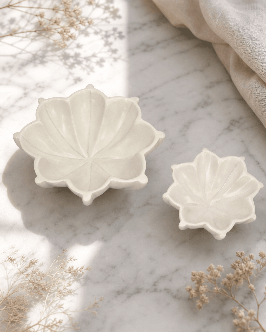Artisan Hand - Carved Lotus Soapstone Bowls, Kenya - Bowls Small