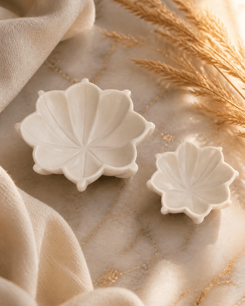 Artisan Hand - Carved Lotus Soapstone Bowls, Kenya - Bowls Small