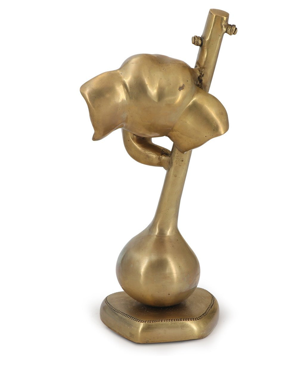 Artistic Abstract Brass Ganesh Statue Playing Sitar - Sculptures & Statues