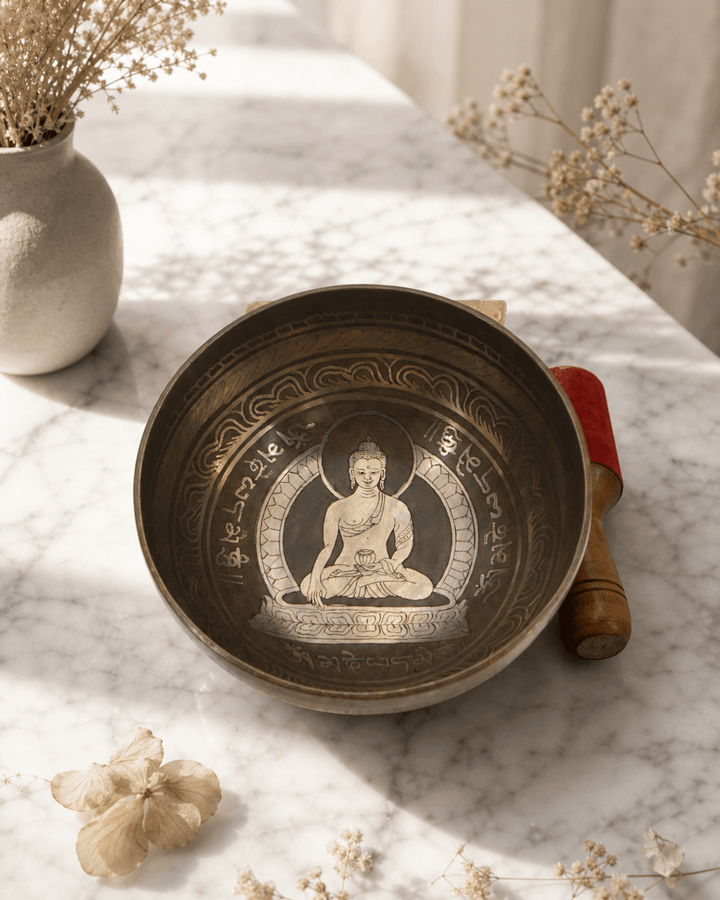Auspicious Buddha Etching Singing Bowl - Singing Bowl