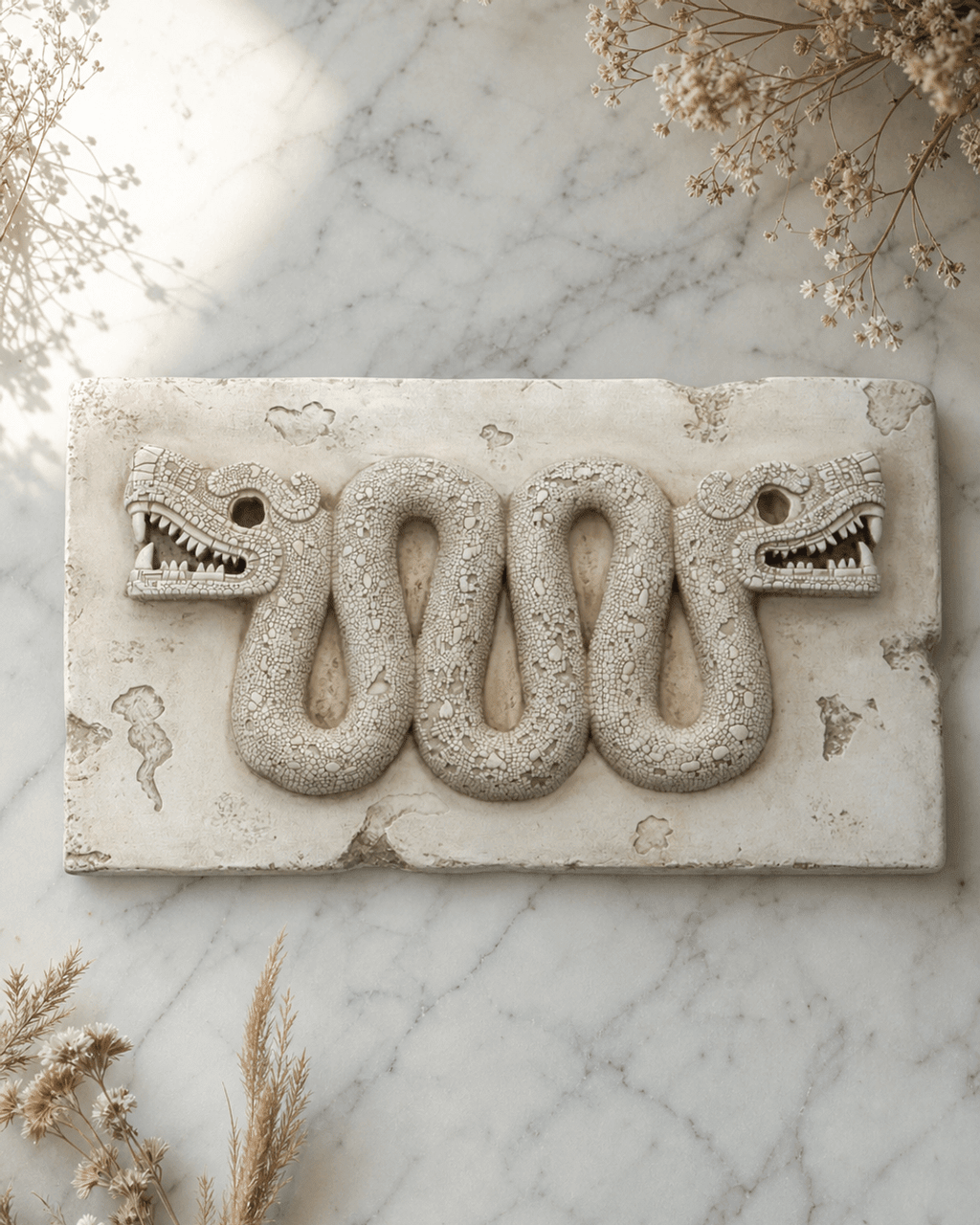 Aztec Double Headed Serpent Wall Plaque - Statues