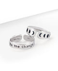 Be The Change Moon Phase Adjustable Inspirational Sterling Silver Ring - Rings