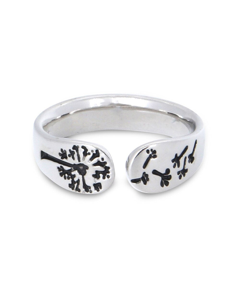 Believe Sterling Adjustable Dandelion Ring - Rings