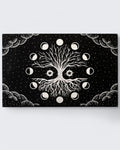 Black Leatherette Tree of Life & Moon Phases Wall Hanging – A Symbol of Our Journey and Interconnectedness - Posters, Prints, & Visual Artwork