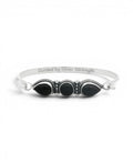 Black Onyx Three - Stone Bracelet — Guided by Inner Strength Engraved Cuff - Jewelry