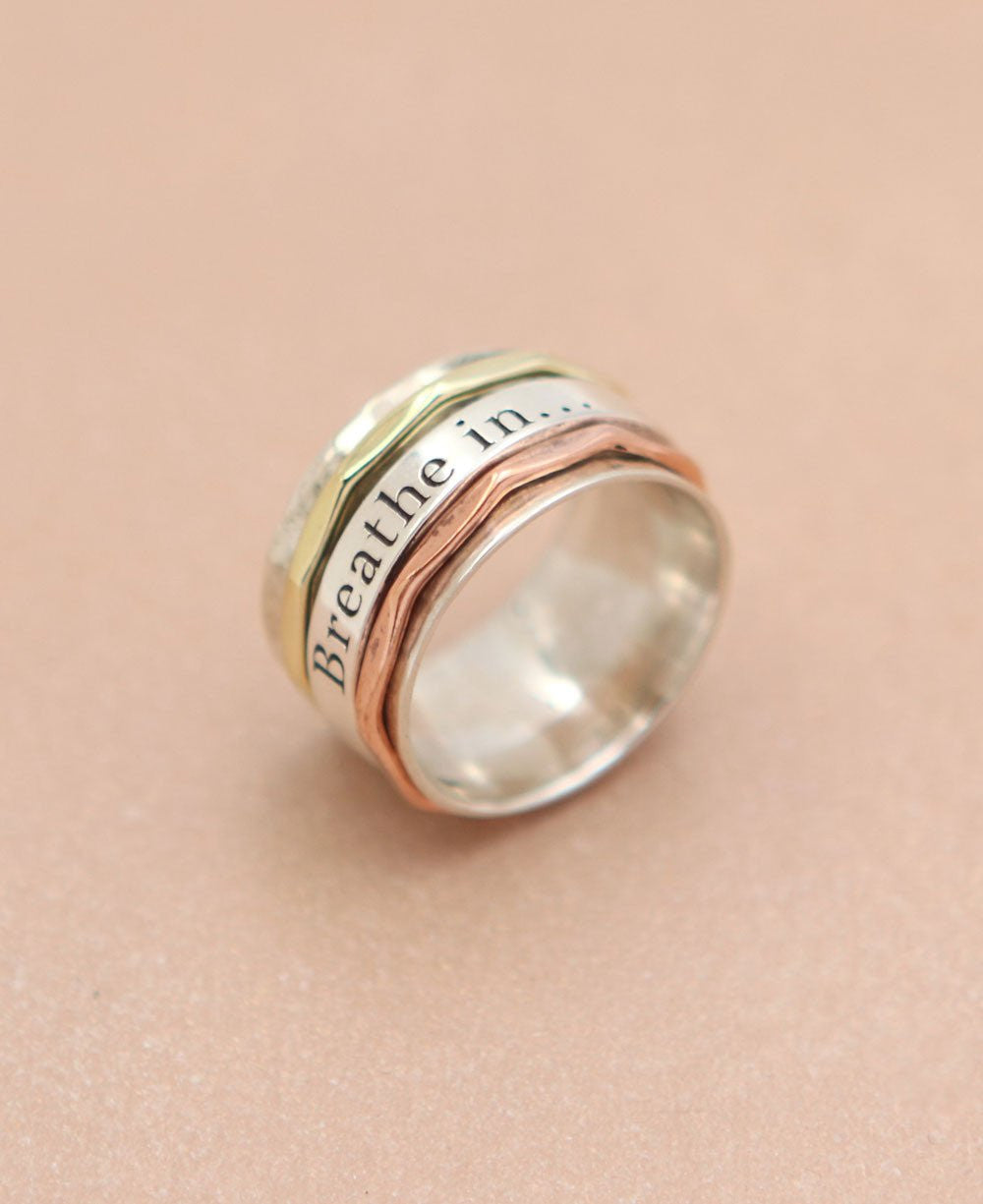 Breathe In, Breathe Out Spinning Meditation Ring - Rings Size 6