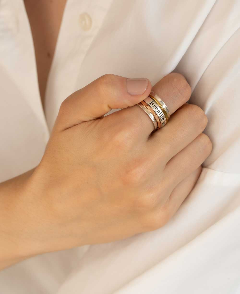 Breathe In, Breathe Out Spinning Meditation Ring - Rings Size 6