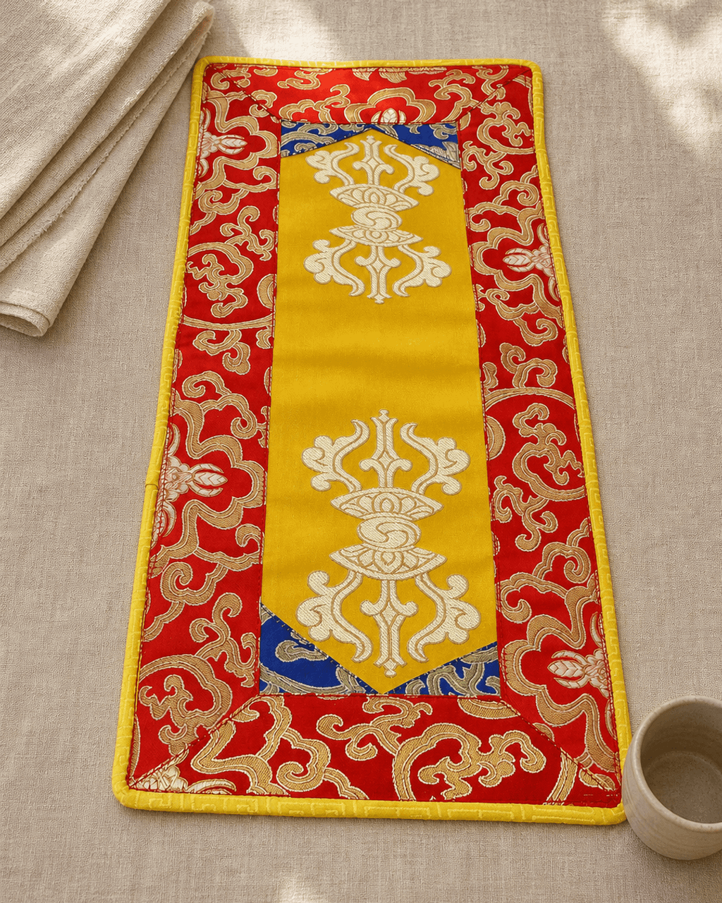 Brocade Double Dorje Altra Mat, Yellow - Home & Garden