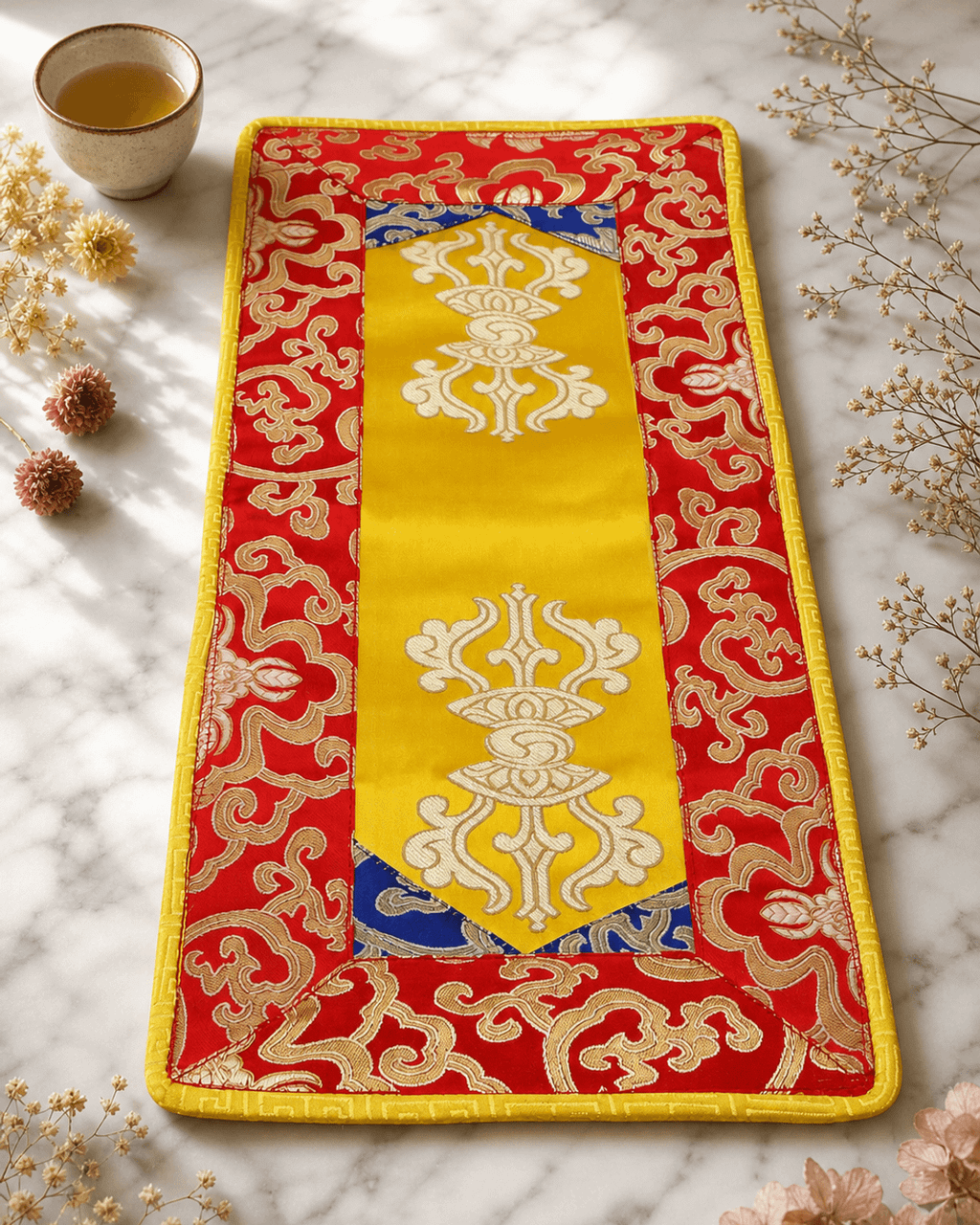 Brocade Double Dorje Altra Mat, Yellow - Home & Garden