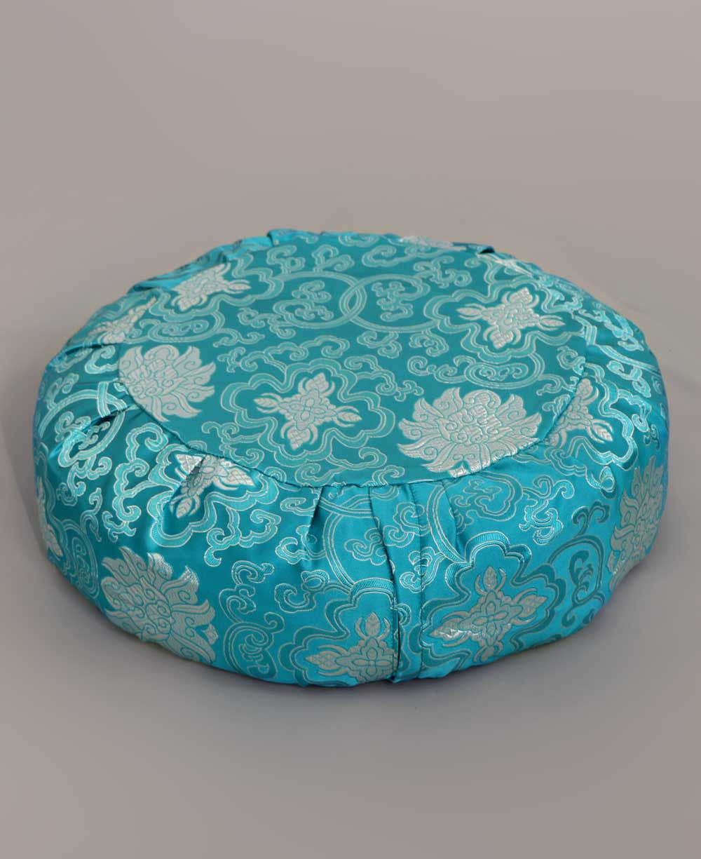 Turquoise Brocade Zafu Meditation Cushion | Buddha Groove