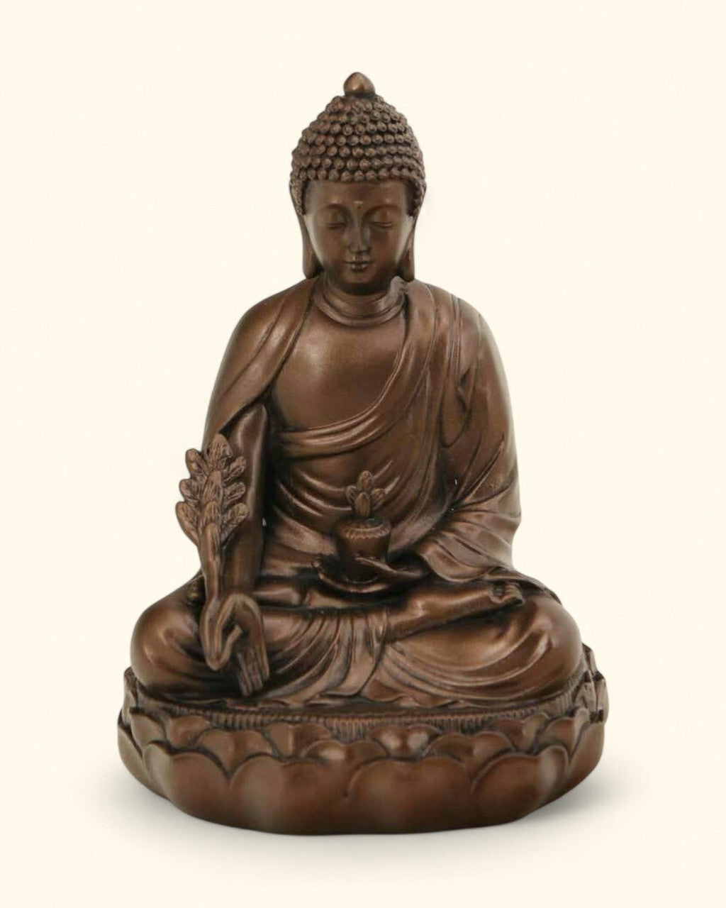 Bronze Tone Medicine Buddha Healing Statue, 6.5 Inches - Sculptures & Statues