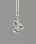 Brushed Sterling Silver Hematite Triple Lotus Pendant - Pendant