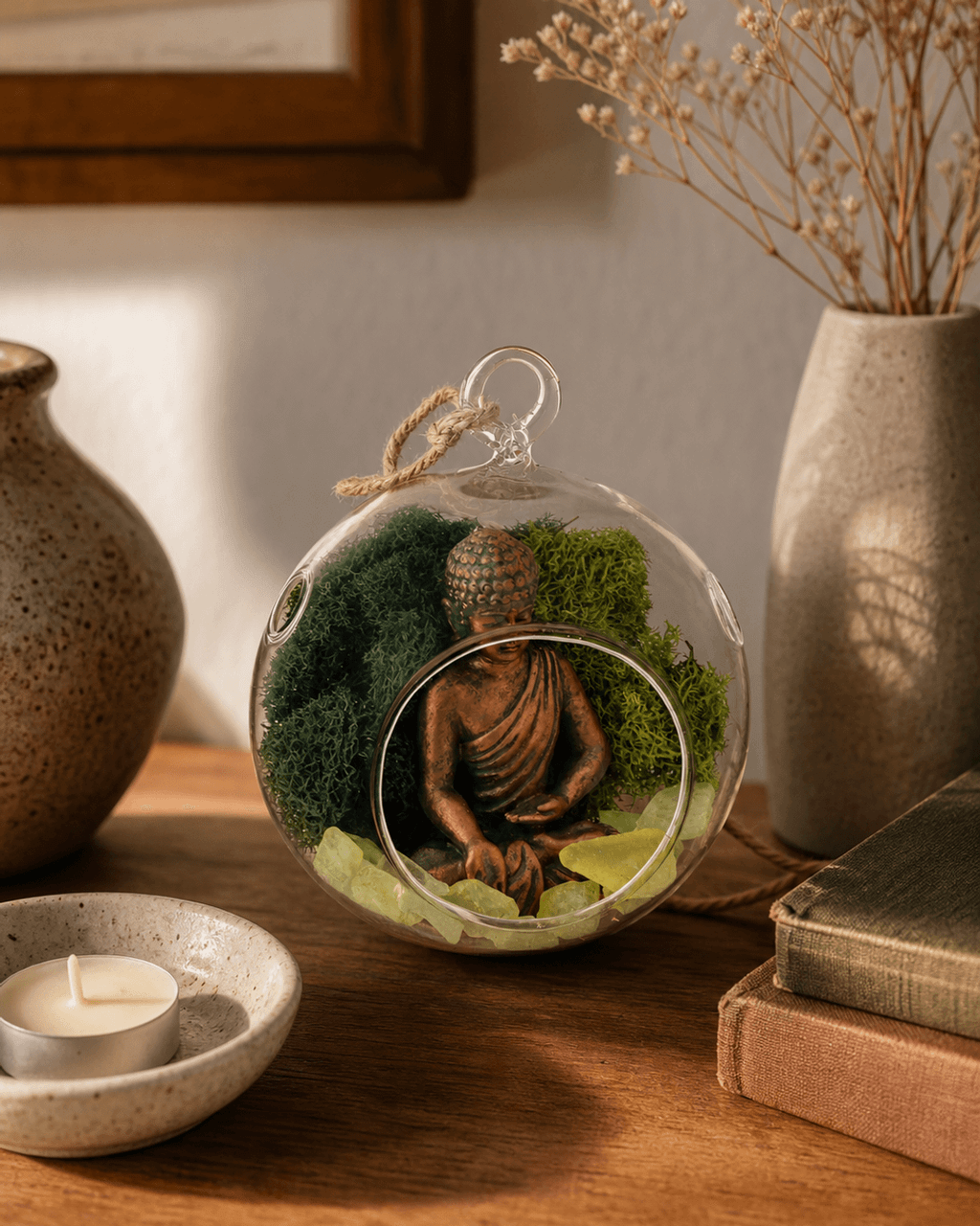 Buddha Meditation Hanging Glass Globe - Home Decor