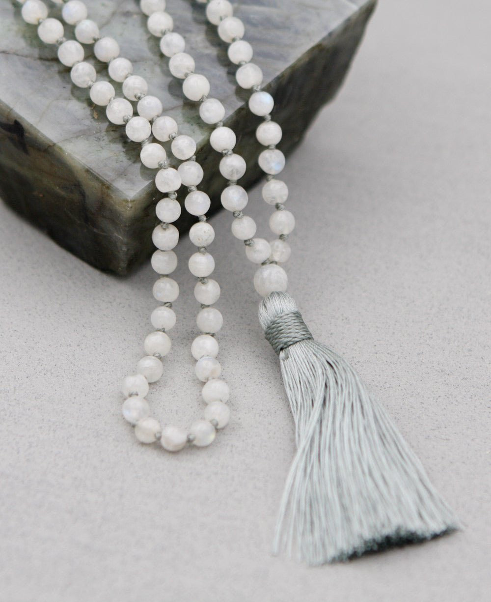 Calming Moonstone Mala With 108 Beads - Prayer Beads 6mm
