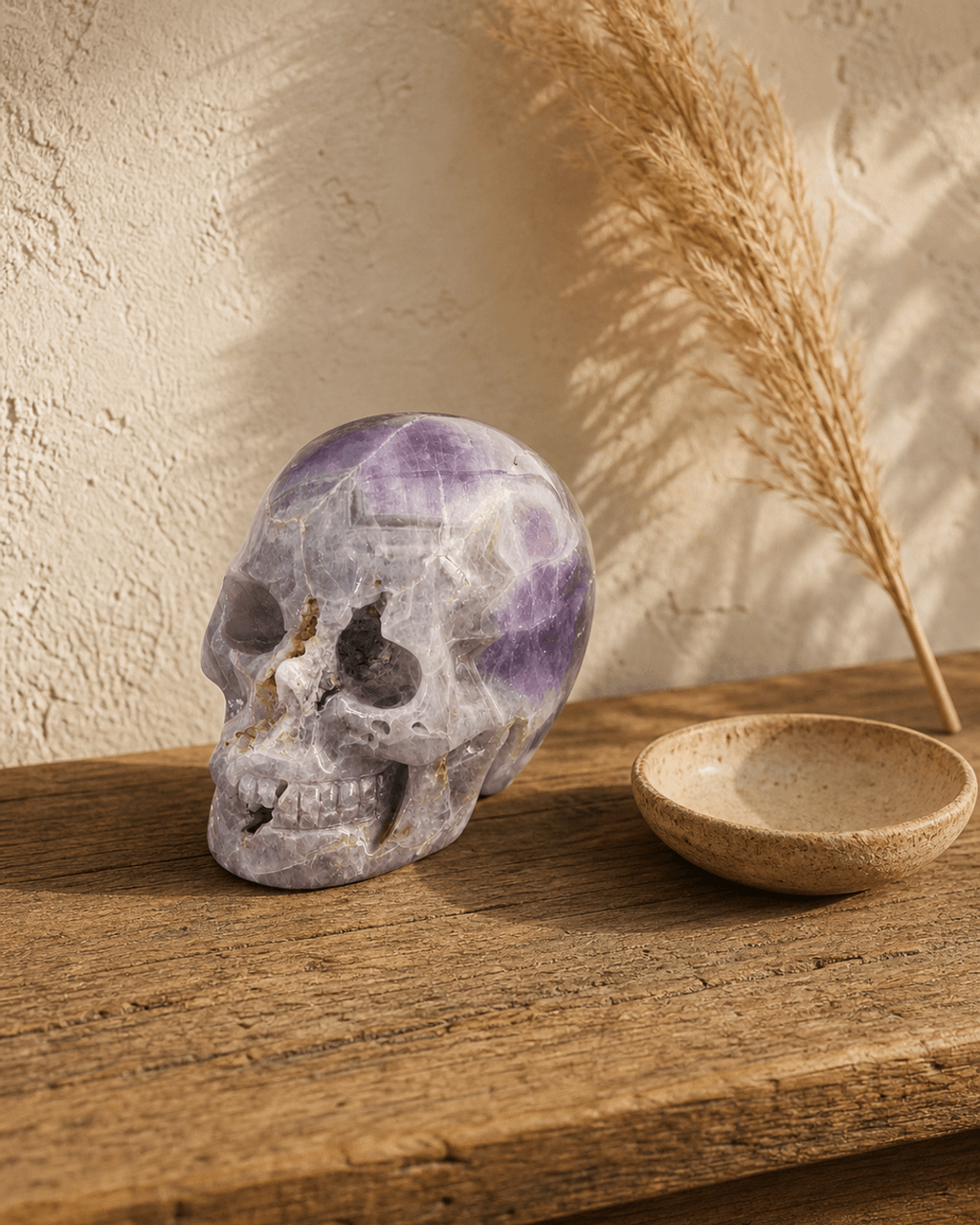 Carved Amethyst Gemstone Skull - Sculptures & Statues