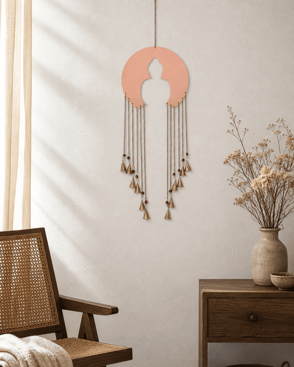 Cascading Bells Buddha Silhouette Fairtrade Wall Hanging - Posters, Prints, & Visual Artwork
