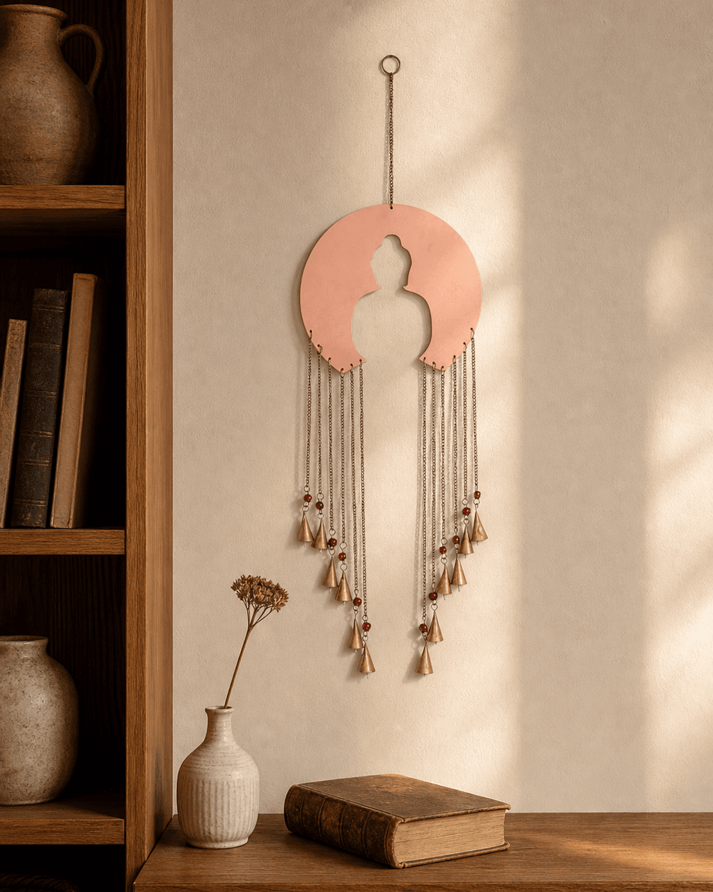 Cascading Bells Buddha Silhouette Fairtrade Wall Hanging - Posters, Prints, & Visual Artwork