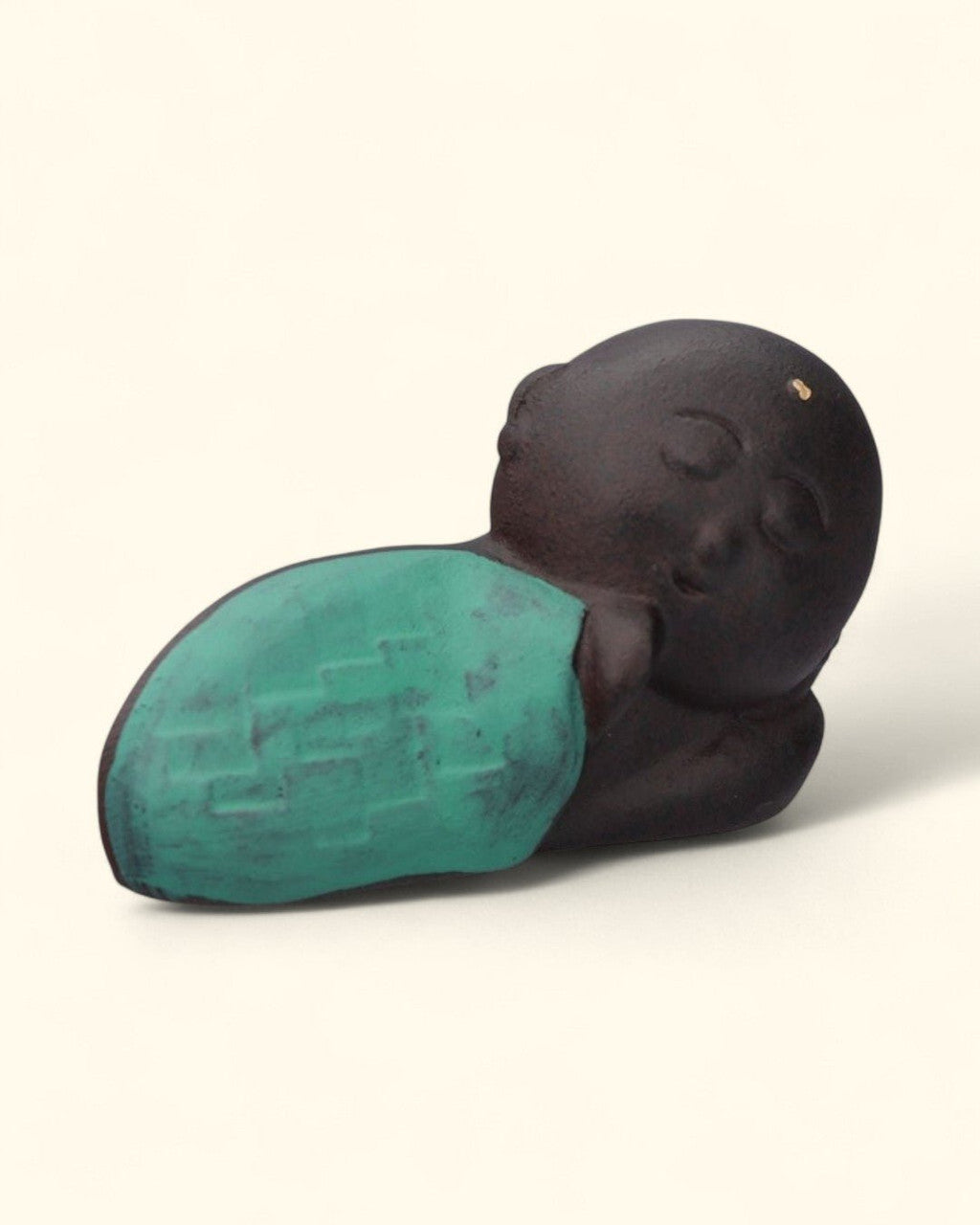 Cast Iron Resting Baby Jizo Statue, Made in Japan - Sculptures & Statues