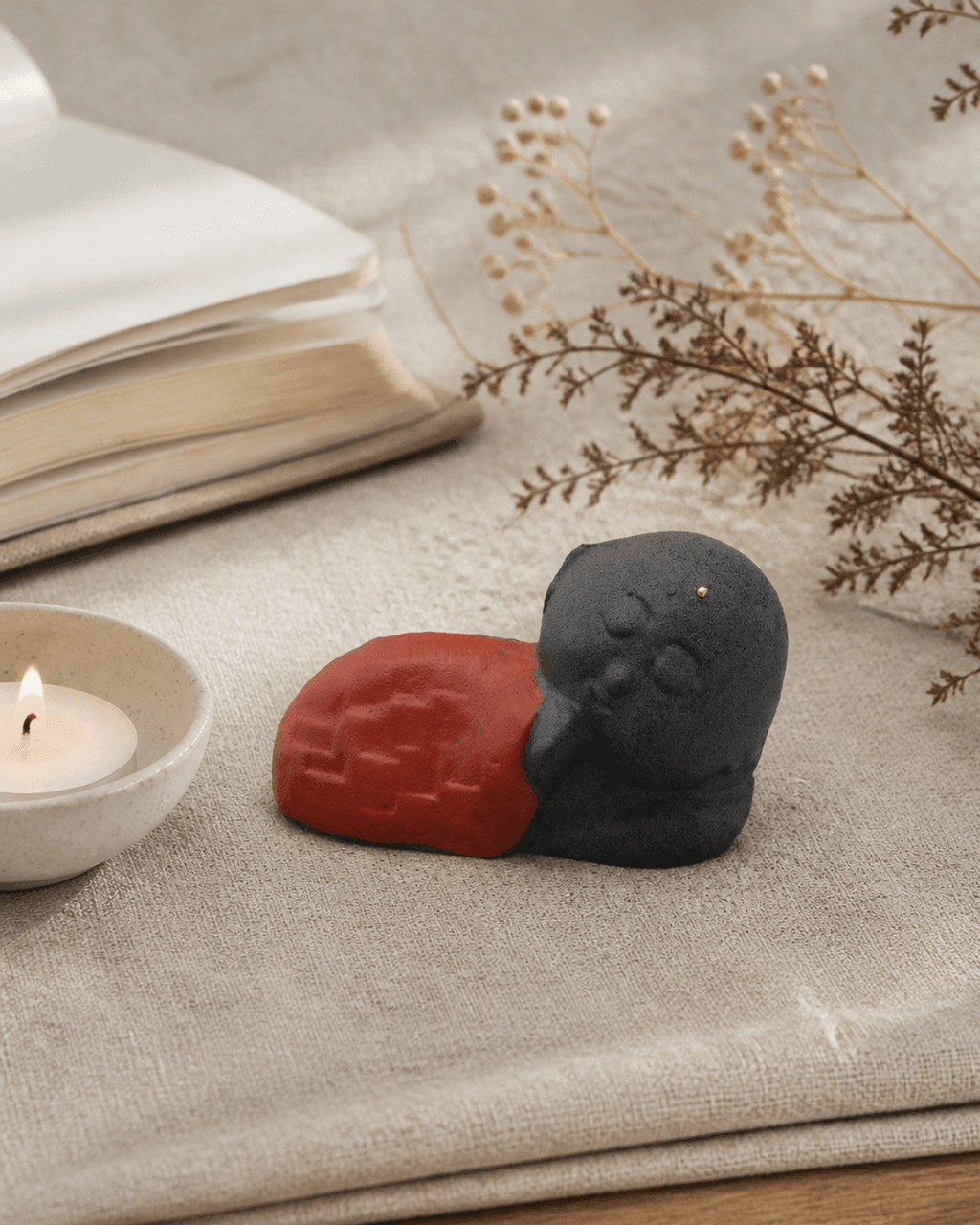 Cast Iron Resting Jizo Statue, Made in Japan - Sculptures & Statues