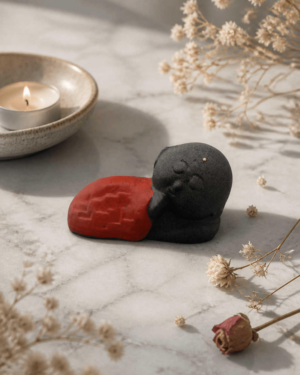 Cast Iron Resting Jizo Statue, Made in Japan - Sculptures & Statues