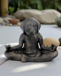 Cast Stone Meditating Zen Yoga Dog Statue USA Made - Sculptures & Statues