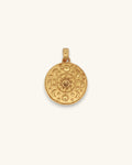 Celestial Sun & Moon Citrine Pendant — Gold-Plated Brass Charm - Pendant