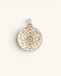 Celestial Sun Moon Phases Pendant with Citrine — Silver-Plated Bronze - Pendant