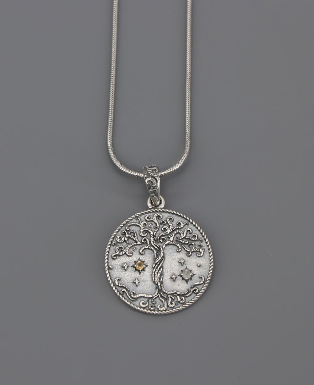 Celestial Tree of Life Sterling Silver Necklace - Necklaces 16 Inches