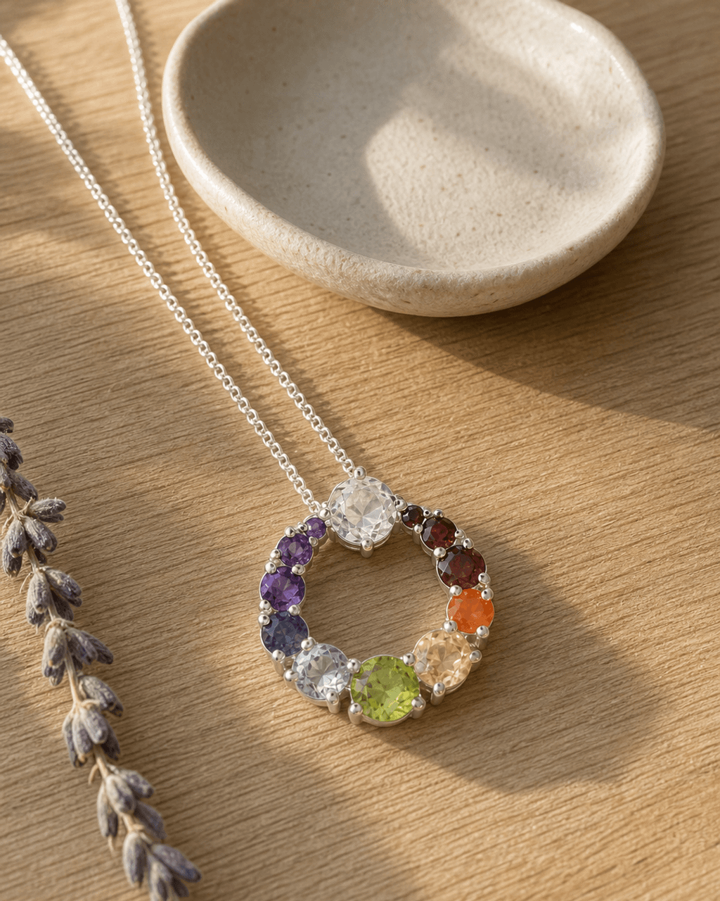 Chakra Circle Pendant Necklace, Sterling Silver - Necklaces