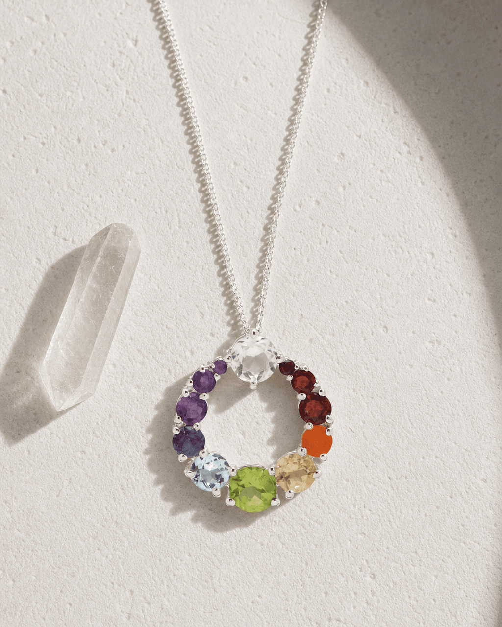 Chakra Circle Pendant Necklace, Sterling Silver - Necklaces