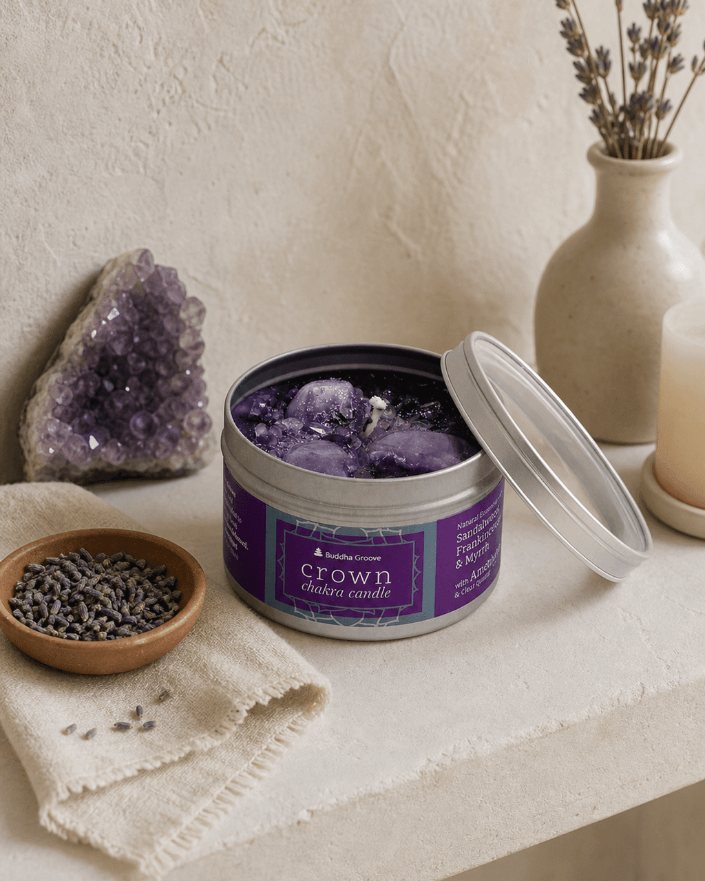 Chakra Gemstone Candles With Essential Oils - Candles Crown Chakra