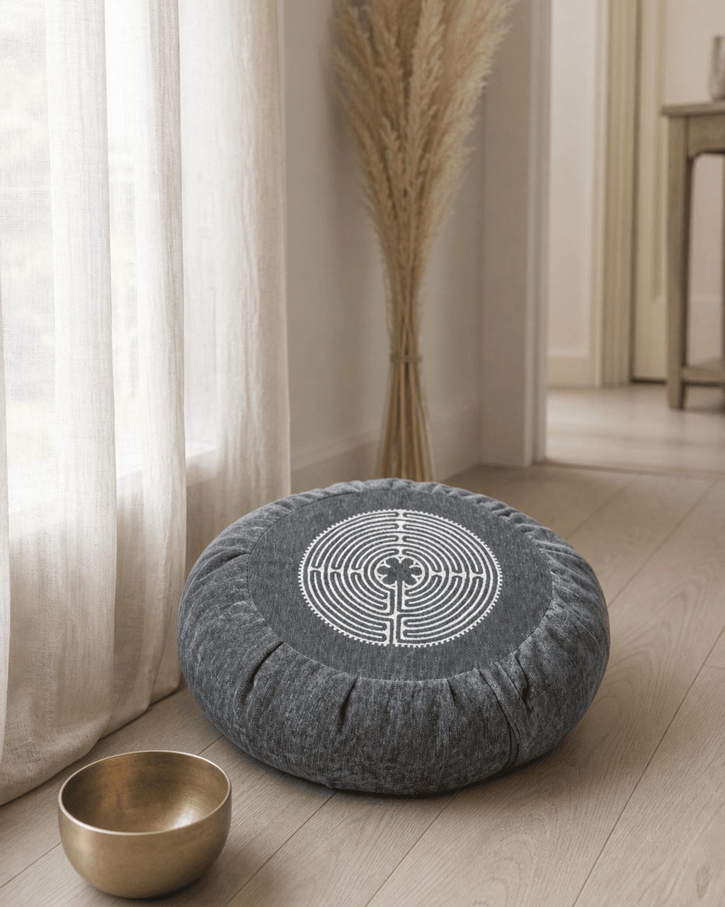 Chartres Labyrinth Design Zafu Meditation Cushion - Massage Cushions