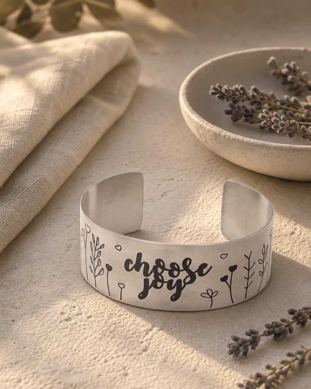 Choose Joy Adjustable Stainless Steel Cuff Bracelet - Bracelets