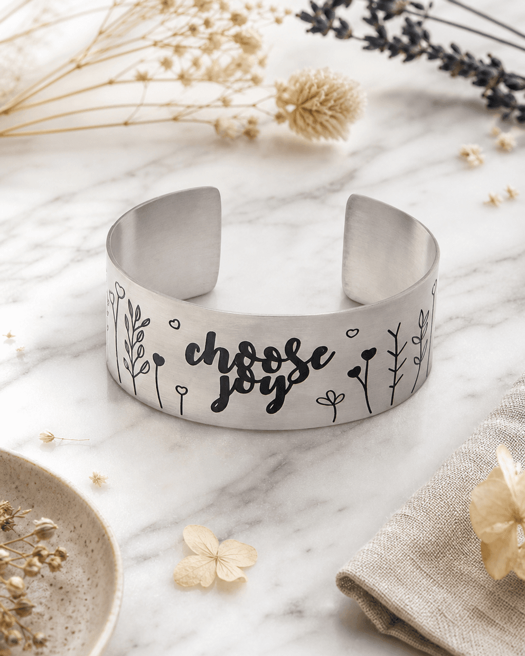 Choose Joy Adjustable Stainless Steel Cuff Bracelet - Bracelets