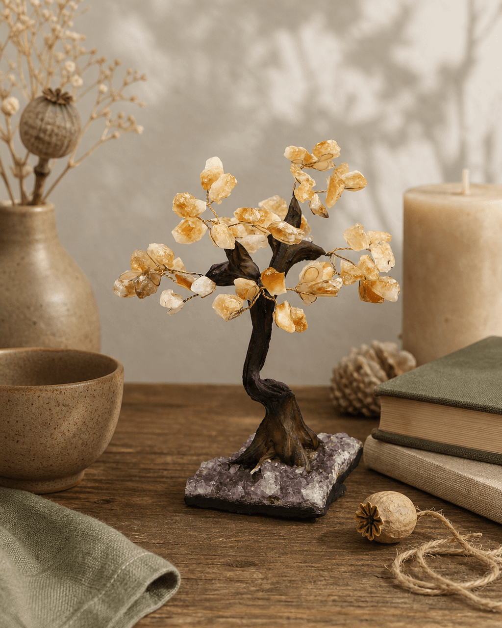 Citrine Gemstone Bonsai Tree - Decor