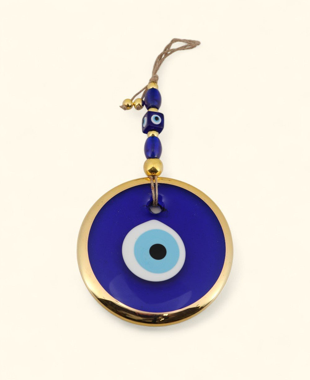 Classic Evil Eye Wall Hanging with Gold Trim – Murano Glass - Wall Hanging