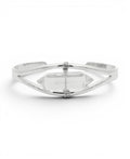 Clear Quartz Crystal Point Cuff Bracelet — Silver Plated Adjustable - Bracelets