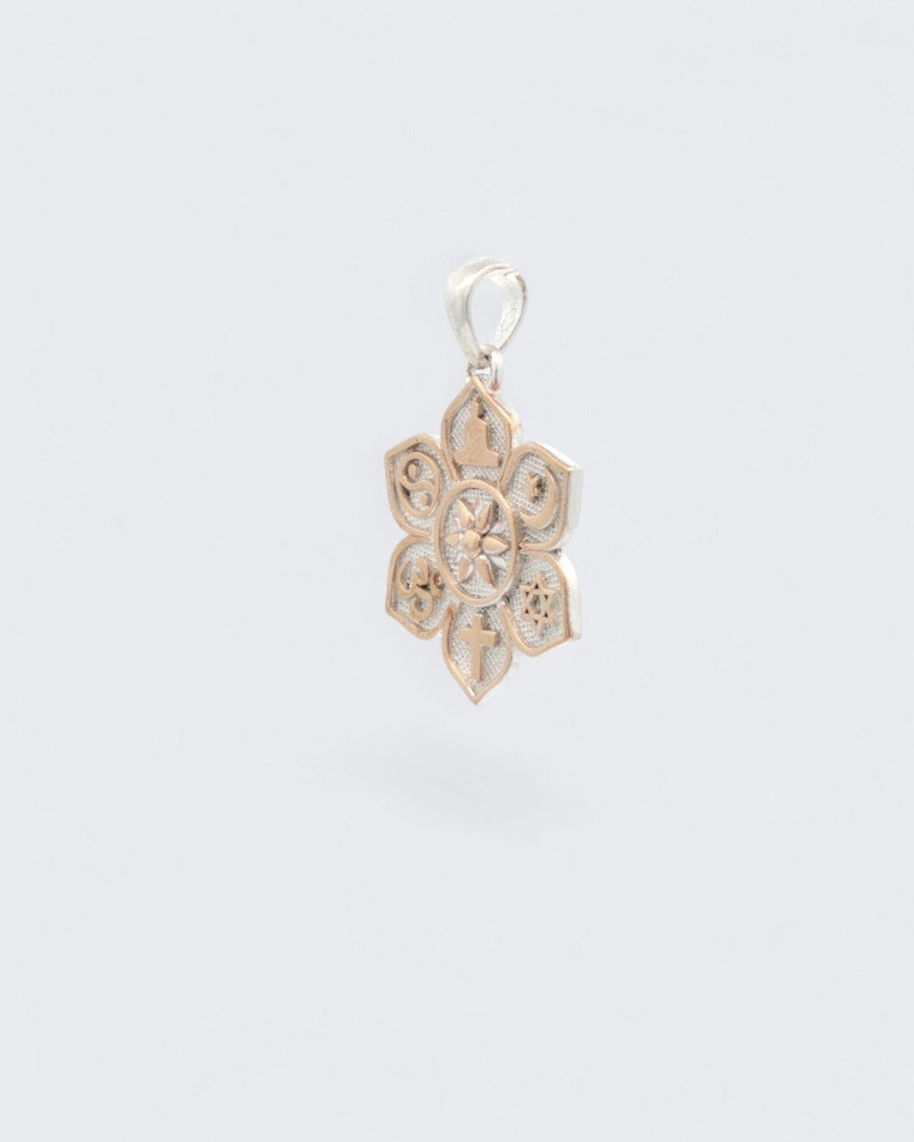 Coexist Harmony Lotus Pendant — Silver-Plated Bronze Unity Design - Pendant
